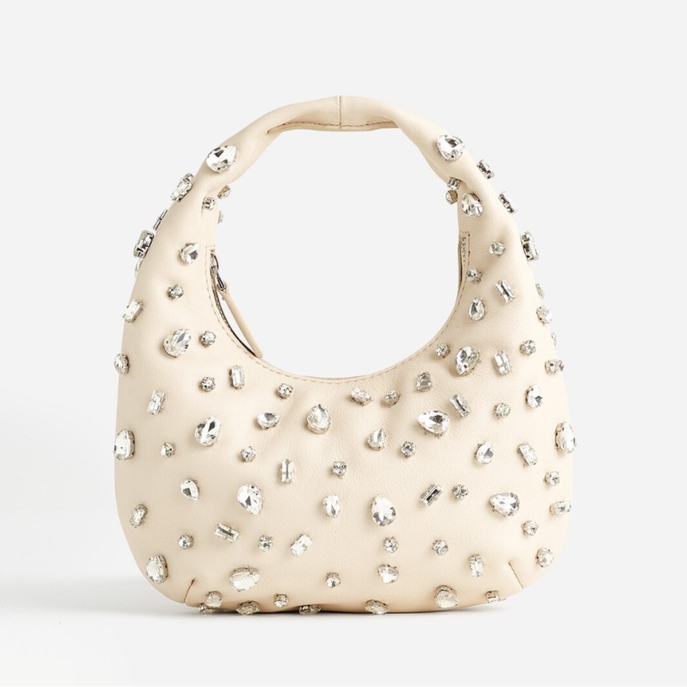 MADEWELL MINI BAG IN WHITE LEATHER WITH CRYSTAL EMBELLISHMENTS